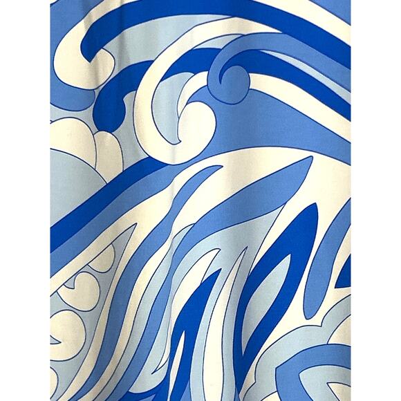 J. McLaughlin Women’s Small Blue White Abstract V-Neck Tank Stretch Mini Dress - Picture 5 of 6